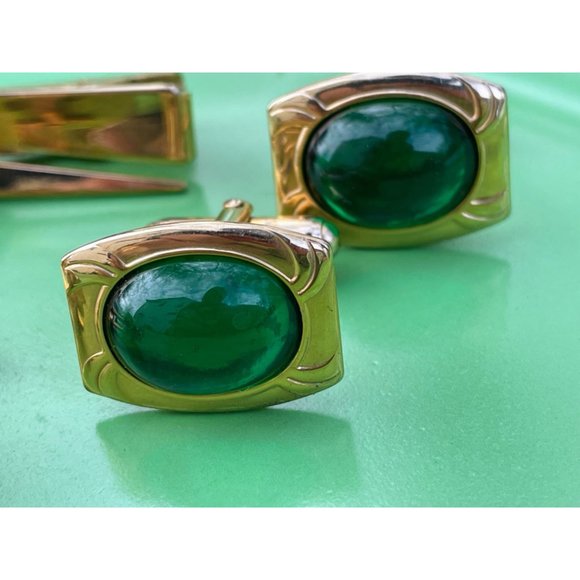 Vintage Lot 1960s Cufflinks Red/Green Lucite Tie Clip - Picture 11 of 13